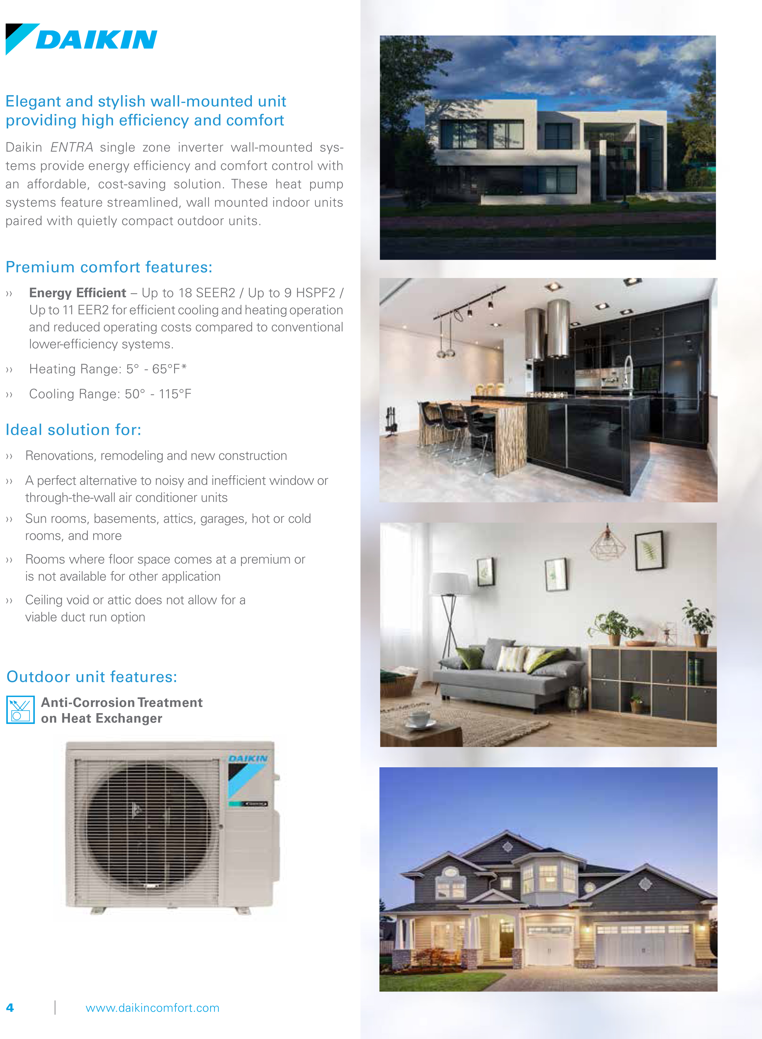Mini Split 24,000 BTU Daikin Entra Series 18 SEER2 Heat Pump System RXB24BXVJU, FTXB24BXVJU